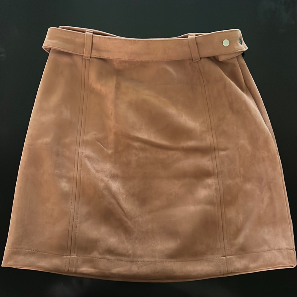 Faux Suede Tan Mini Skirt